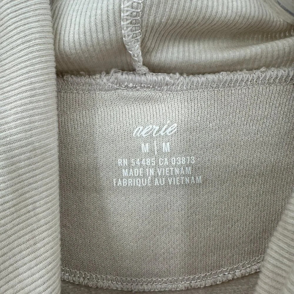 NEW AERIE turtleneck sweater pullover long sleeve sweatshirt beige oversized M - Picture 6 of 9